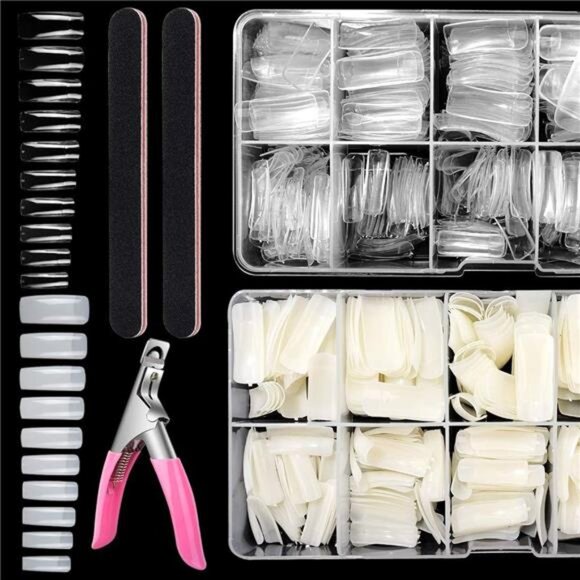 1000PCS Square Nail Tips for Acrylic Nails Professional, Fake Clear Natural - Picture 1 of 8